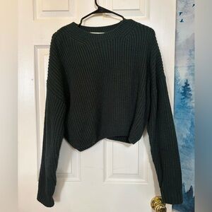 Elodie Forest Green Cropped Crew Neck Sweater